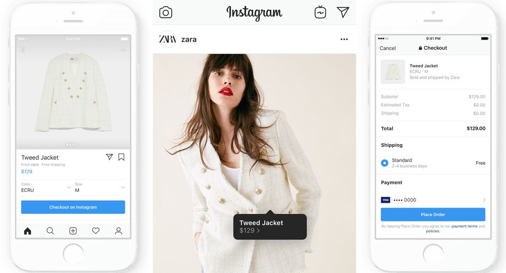 Instagram checkout function